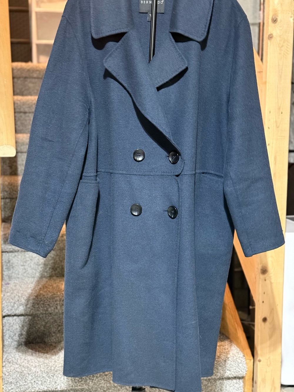Bernardo Women's Double-Breasted Navy  Coat Not Lined   X-Large
